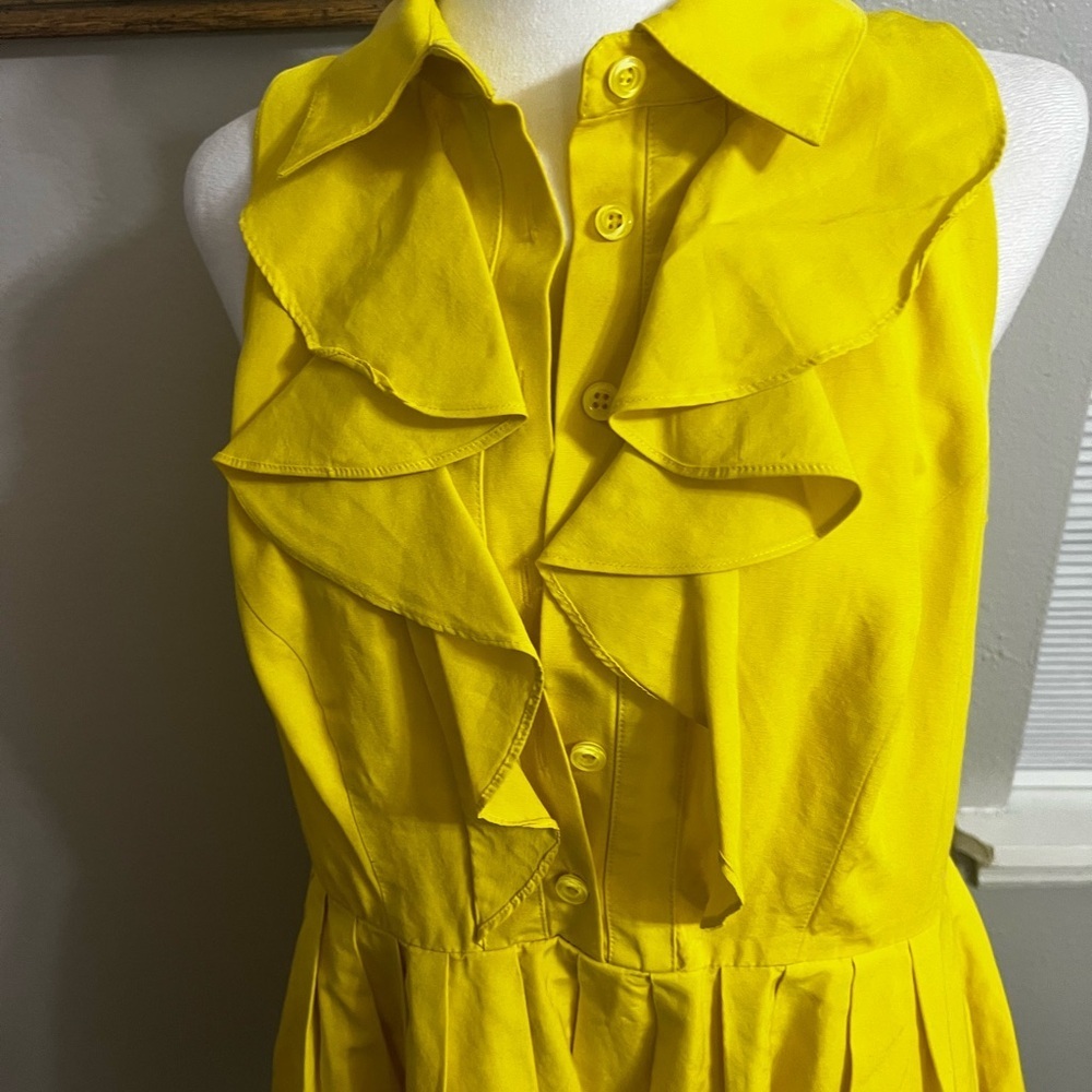 Shoshanna yellow sleeveless dress 12
Ruffle Mini Pockets Cotton Silk - Picture 3 of 16